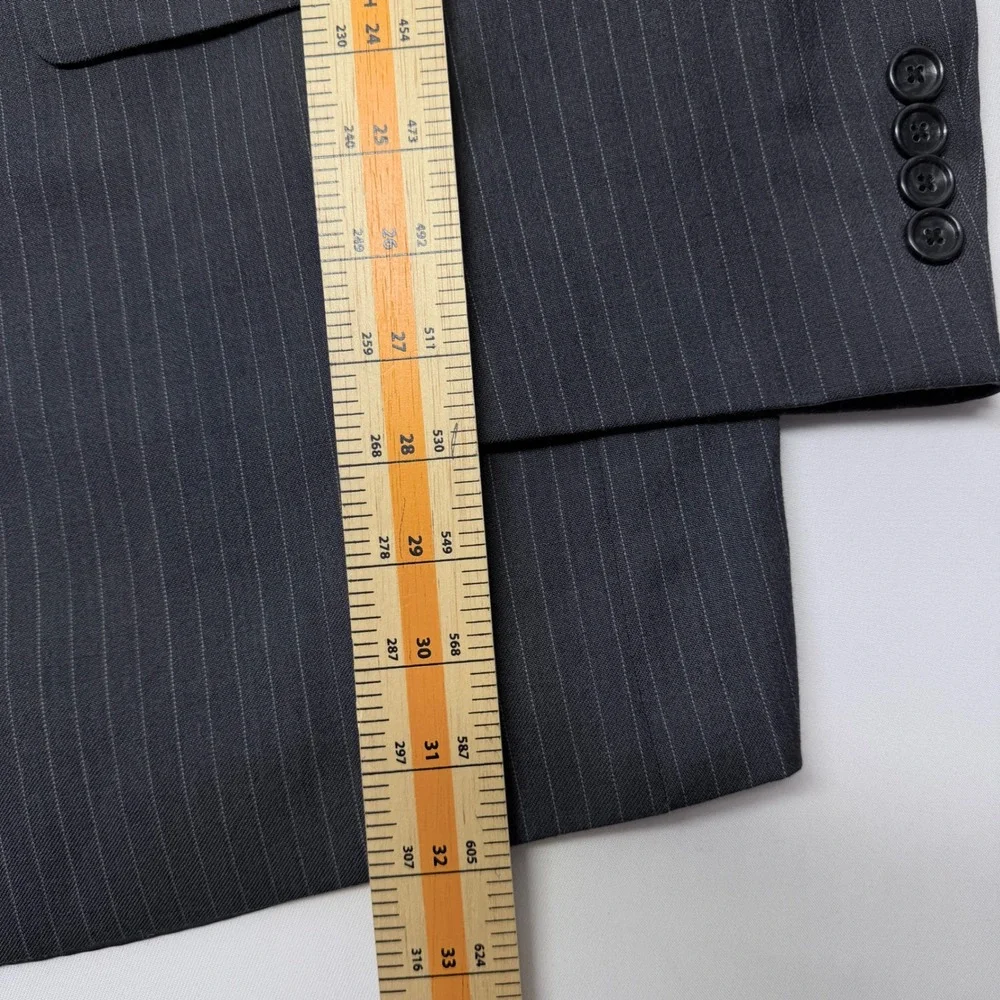Jones New York 100% Wool Pinstripe Blazer Charcoal Grey Suit Jacket RN